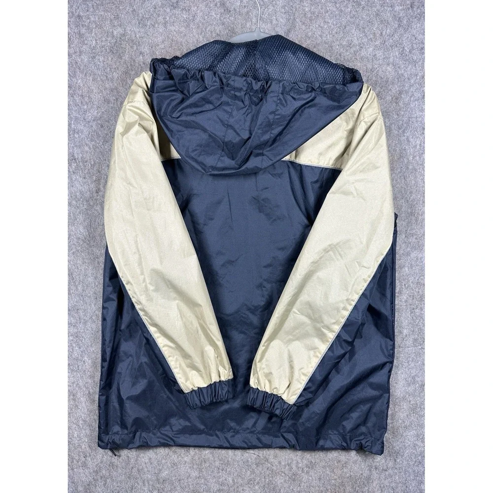 Banff Canada Windbreaker Jacket Mens Small Hooded Blue Beige Full Zip Travel